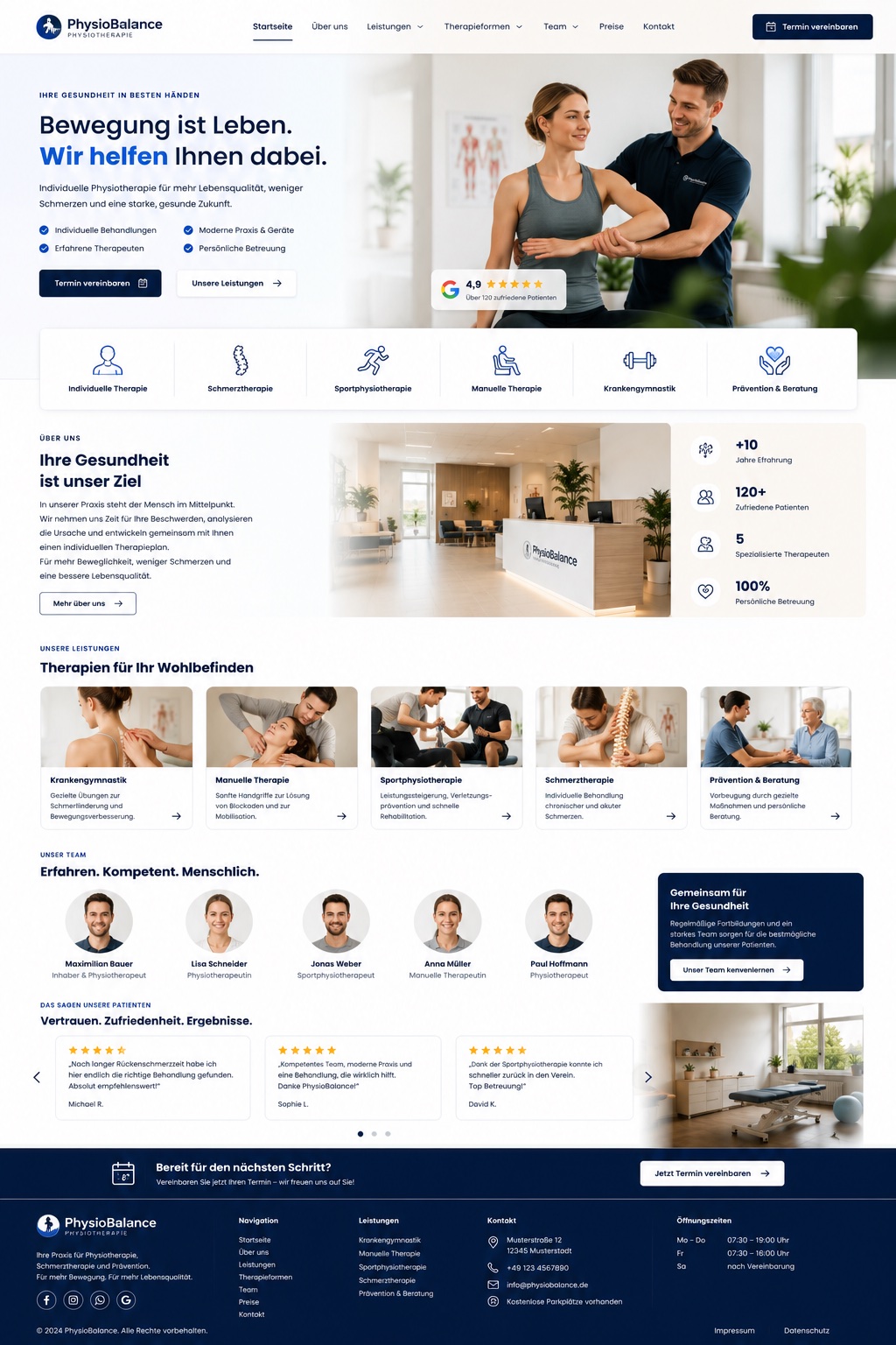 PhysioBalance in der Desktopansicht
